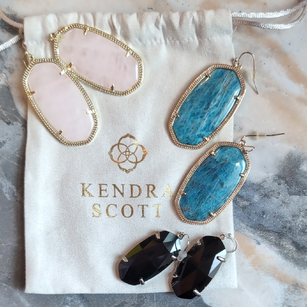 Kendra Scott Bundle, Sold Out Styles, Lot of 3 Drop Earrings - Pink, Blue, Black